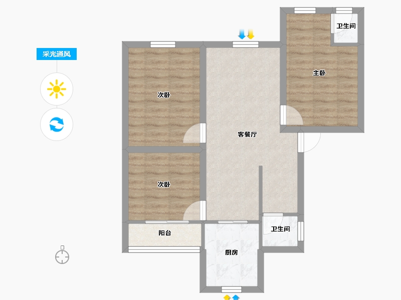 广东省-深圳市-裕安花园(宝安)-65.04-户型库-采光通风