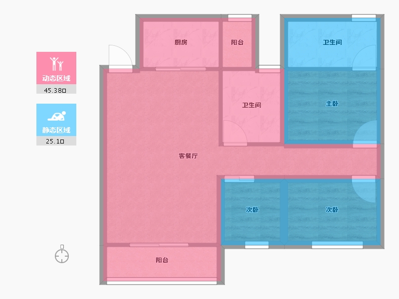 广东省-深圳市-鸿景春天花园-61.82-户型库-动静分区