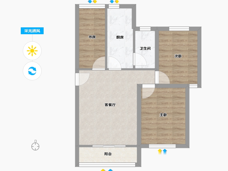 广东省-深圳市-龙富花园(龙岗中心城)-54.57-户型库-采光通风