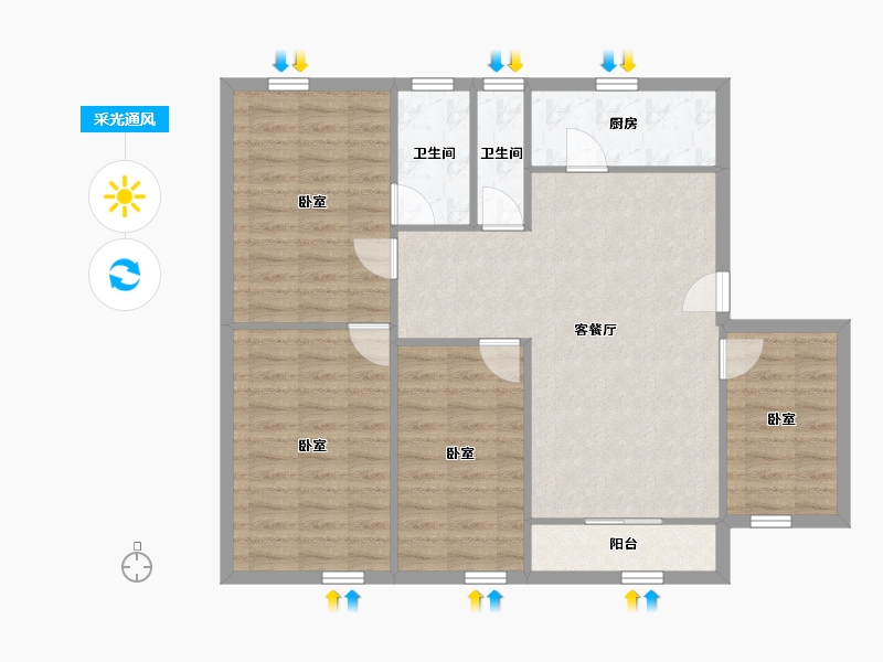 广东省-深圳市-宏兴苑-92.93-户型库-采光通风