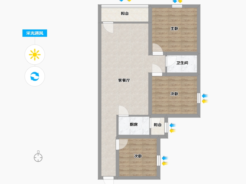 广东省-深圳市-万科翰邻城-72.84-户型库-采光通风