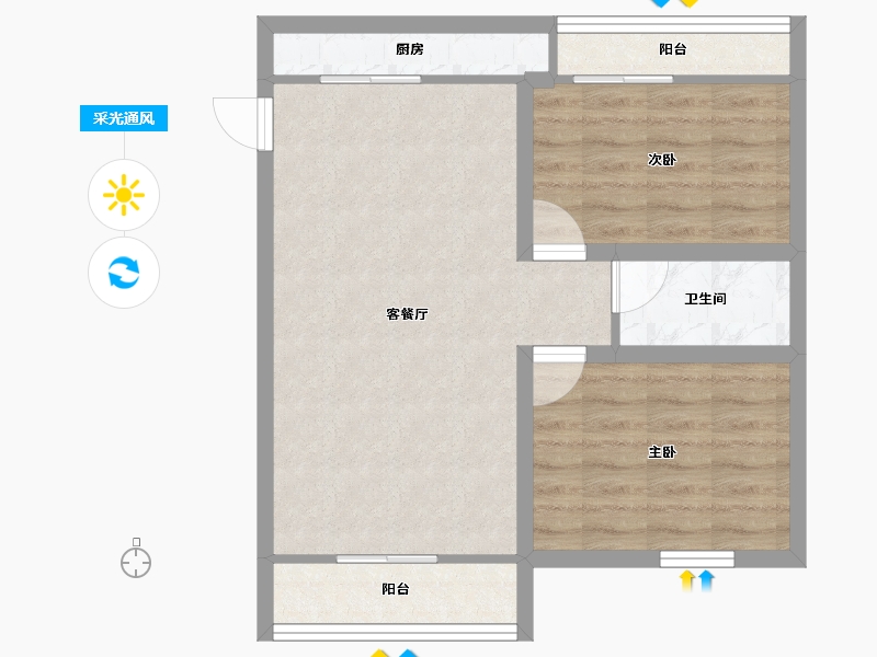 广东省-深圳市-中海怡美山庄-60.14-户型库-采光通风