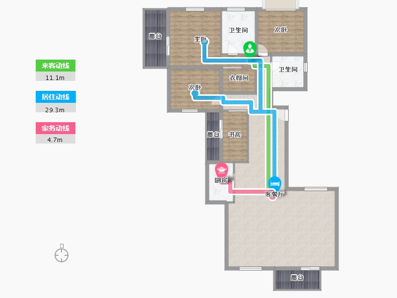 黑龙江省-鹤岗市-伍兹公寓-145.60-户型库-动静线