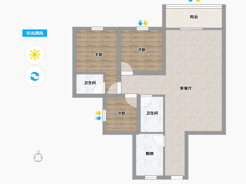 广东省-深圳市-雅景苑（二期）-72.22-户型库-采光通风