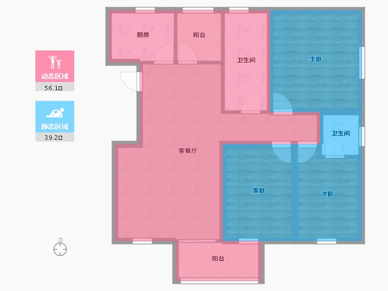 广东省-深圳市-香林玫瑰花园-84.49-户型库-动静分区