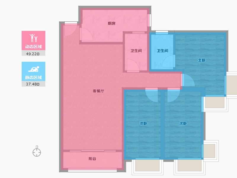 广东省-深圳市-金海燕花园-76.87-户型库-动静分区