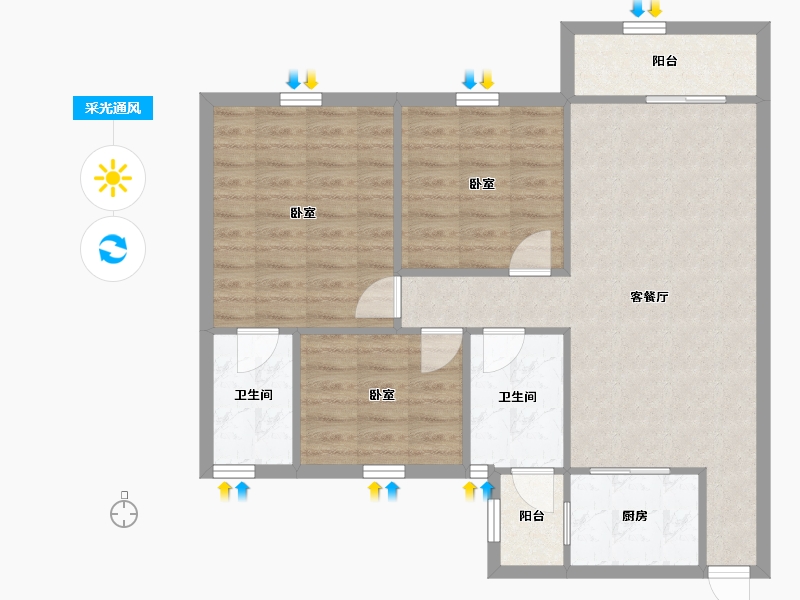 广东省-深圳市-登科花园-80.12-户型库-采光通风