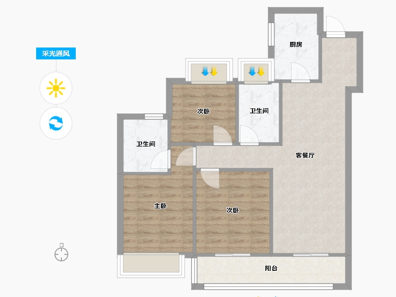 安徽省-合肥市-皖投国滨世家-86.99-户型库-采光通风