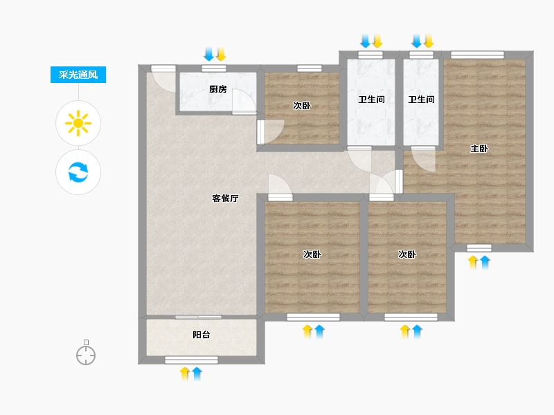 广东省-深圳市-文峰华庭-90.67-户型库-采光通风