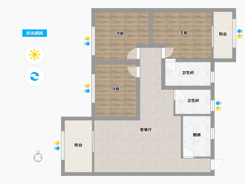 广东省-深圳市-富源花园-96.14-户型库-采光通风