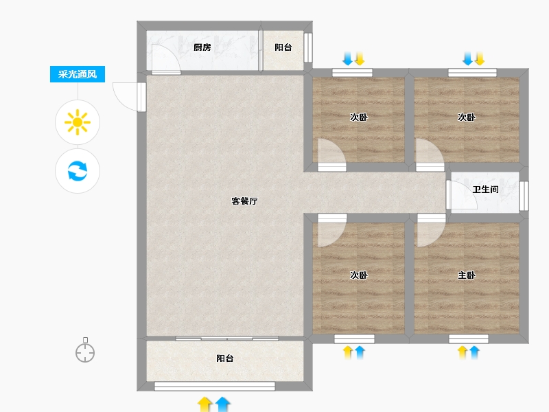 广东省-深圳市-新龙岗花园-77.78-户型库-采光通风