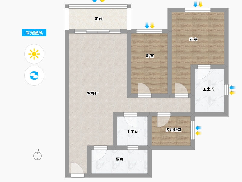 广东省-深圳市-桑泰龙樾-70.67-户型库-采光通风