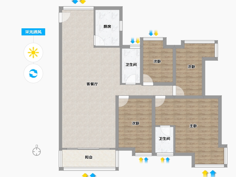 广东省-深圳市-龙华新华苑一期-109.98-户型库-采光通风