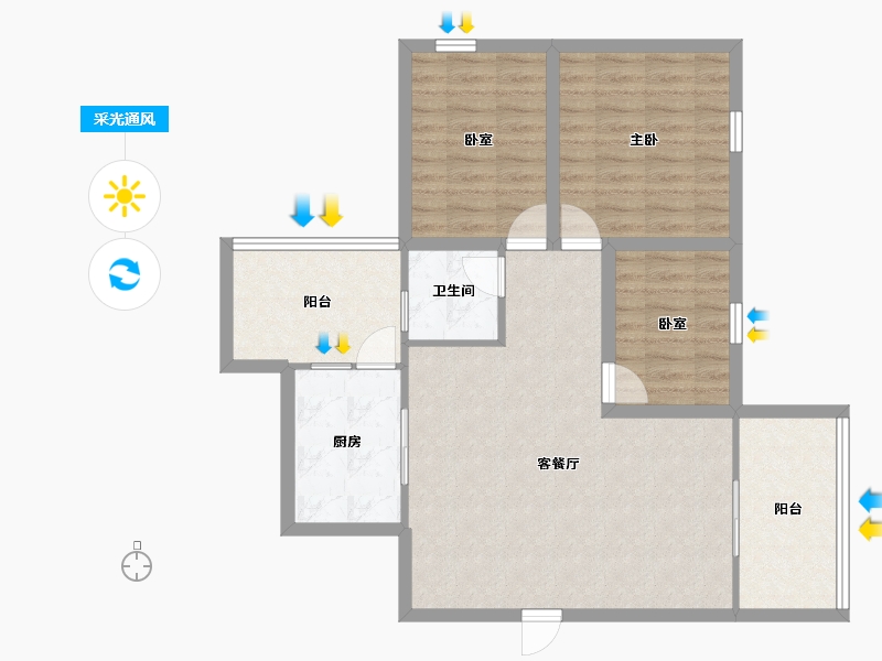 黑龙江省-鹤岗市-广物花园-87.26-户型库-采光通风