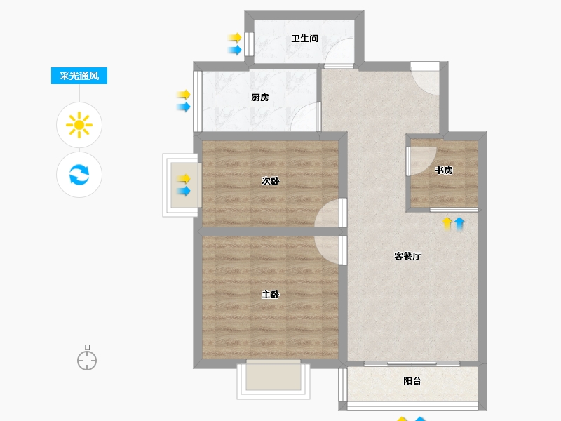 广东省-深圳市-东方半岛花园-61.39-户型库-采光通风