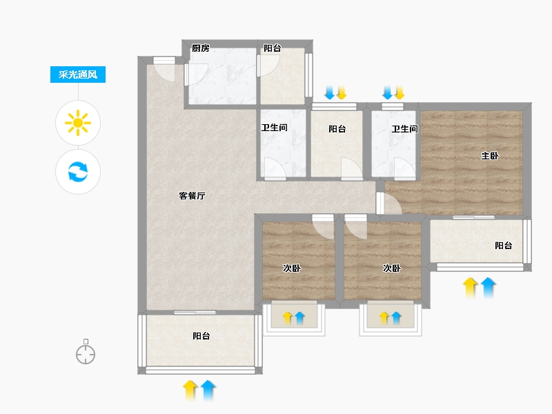 广东省-深圳市-兴华路2号(星航华府)-70.99-户型库-采光通风