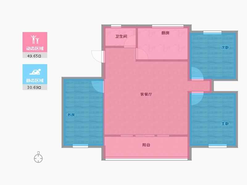 黑龙江省-鹤岗市-招北小区-72.14-户型库-动静分区