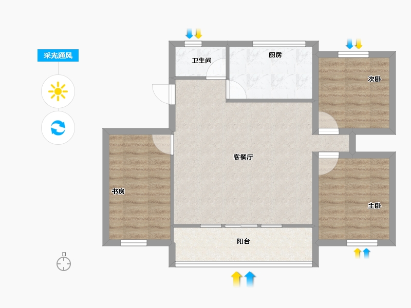 黑龙江省-鹤岗市-招北小区-72.14-户型库-采光通风