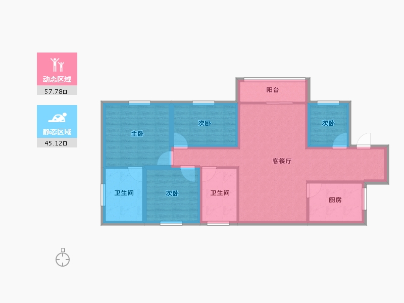 广东省-深圳市-汇龙湾花园-91.32-户型库-动静分区