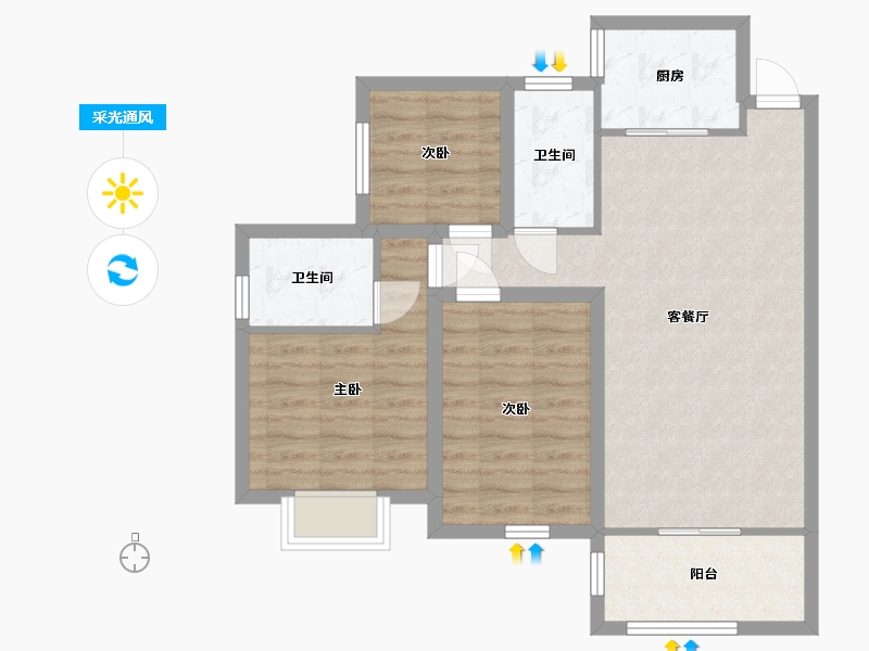 广东省-深圳市-融湖中心城(一期)-76.62-户型库-采光通风