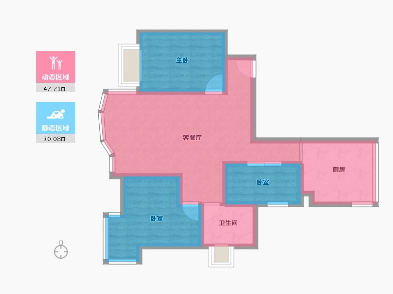 广东省-深圳市-丰泽湖山庄-68.22-户型库-动静分区