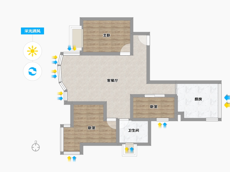 广东省-深圳市-丰泽湖山庄-68.22-户型库-采光通风