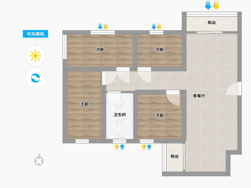 广东省-深圳市-金庸阁一期-64.28-户型库-采光通风