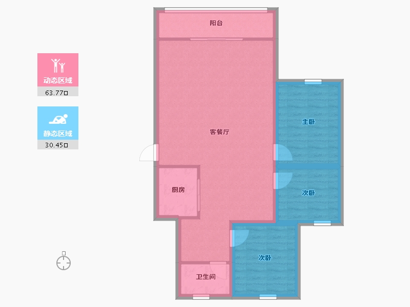 黑龙江省-鹤岗市-爱榕园-85.14-户型库-动静分区