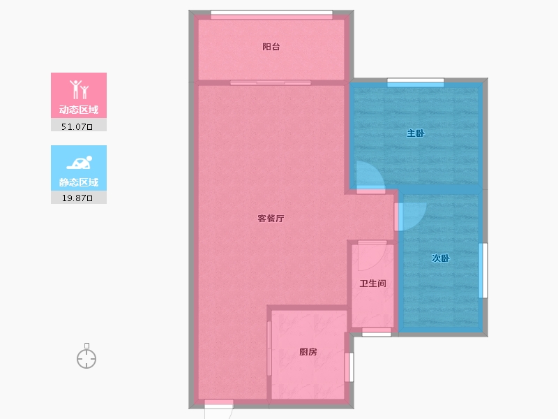 黑龙江省-鹤岗市-龙电花园(B区)-63.78-户型库-动静分区