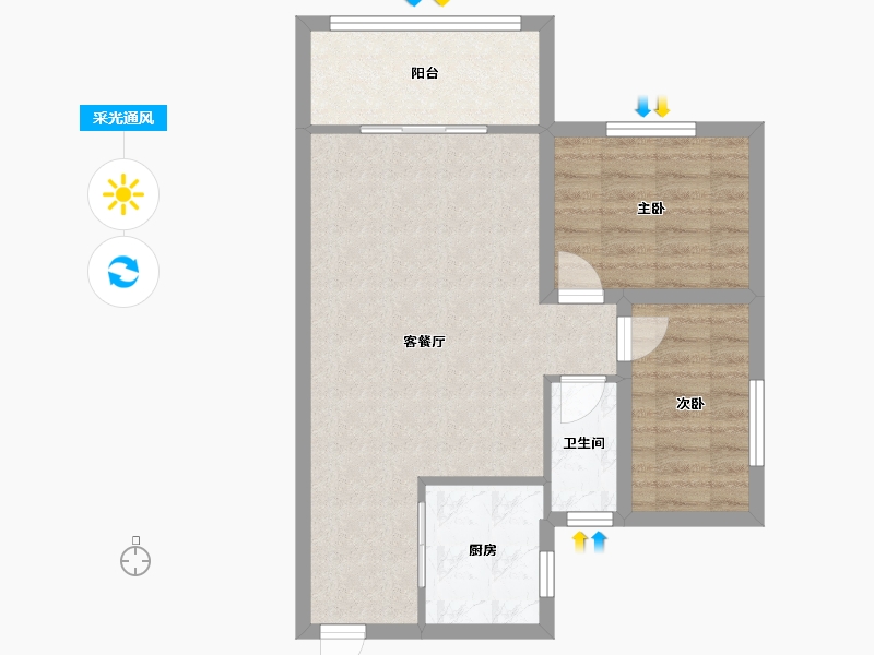 黑龙江省-鹤岗市-龙电花园(B区)-63.78-户型库-采光通风