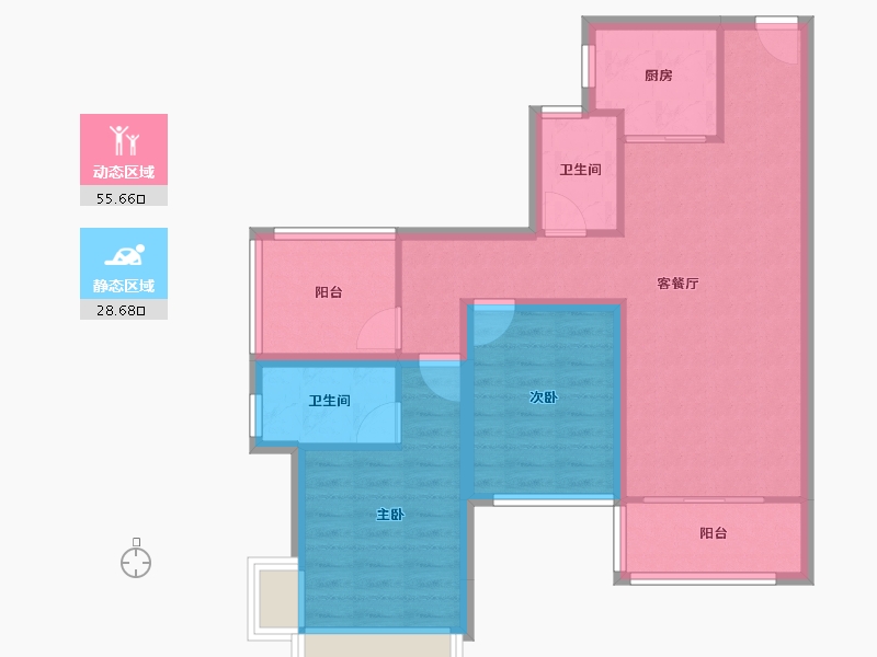 黑龙江省-鹤岗市-前海丹华-74.75-户型库-动静分区