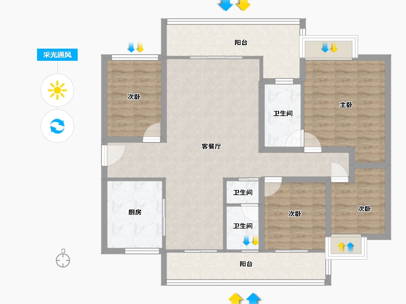 黑龙江省-鹤岗市-绿海湾-106.88-户型库-采光通风