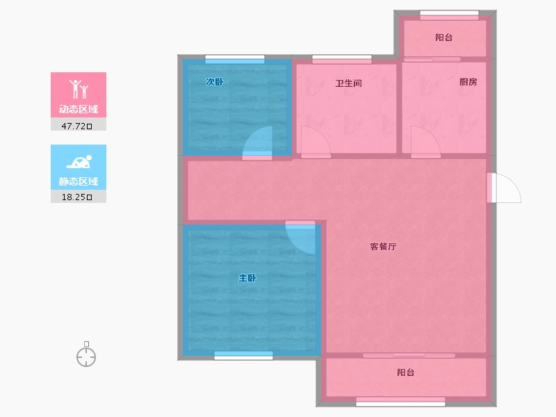 黑龙江省-鹤岗市-招北小区-58.68-户型库-动静分区