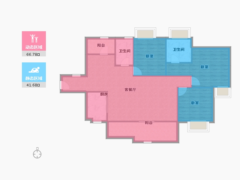 广东省-深圳市-深业泰然观澜玫瑰苑-98.86-户型库-动静分区