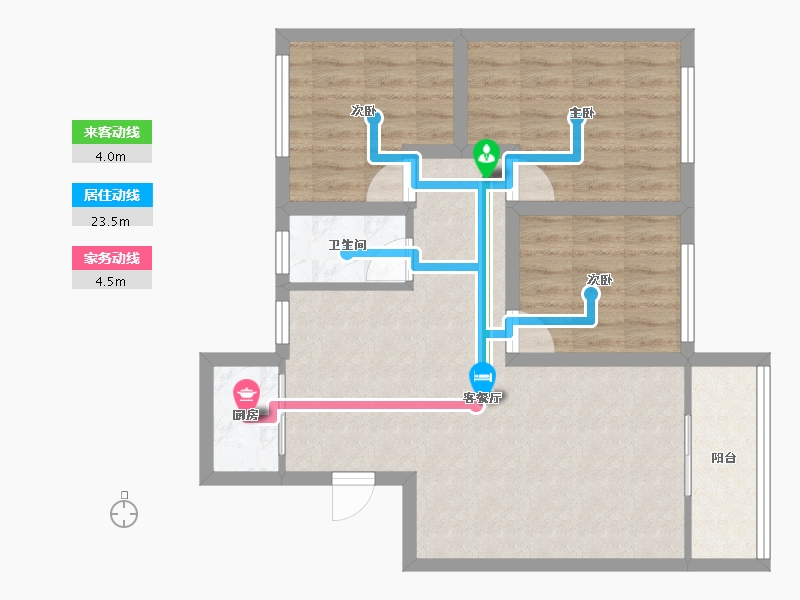 黑龙江省-鹤岗市-招北小区-69.42-户型库-动静线