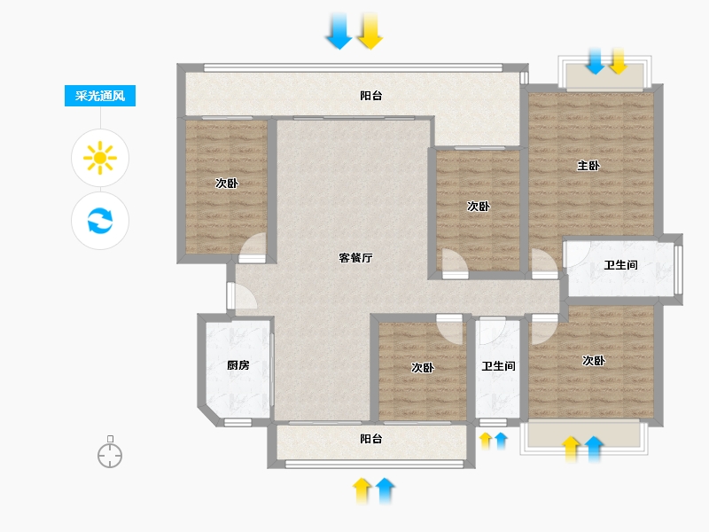 黑龙江省-鹤岗市-绿海湾-135.55-户型库-采光通风