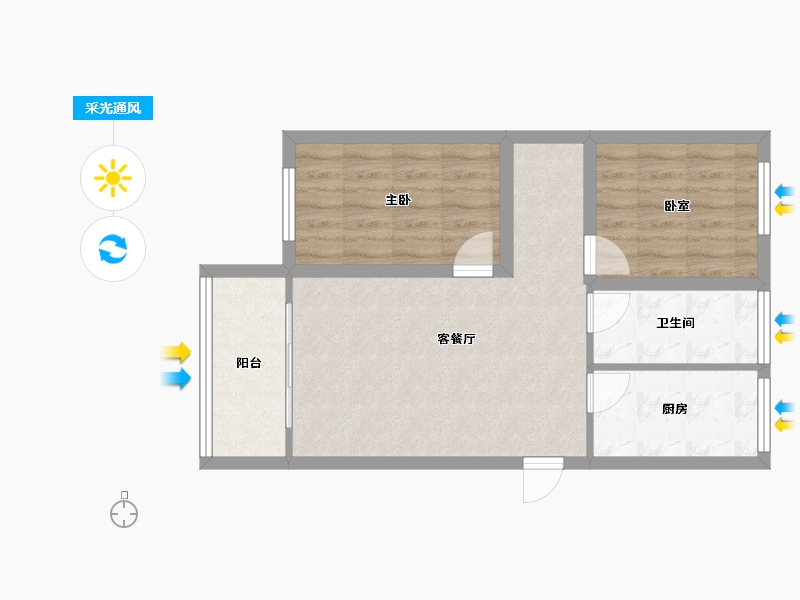 黑龙江省-鹤岗市-招北小区-59.54-户型库-采光通风