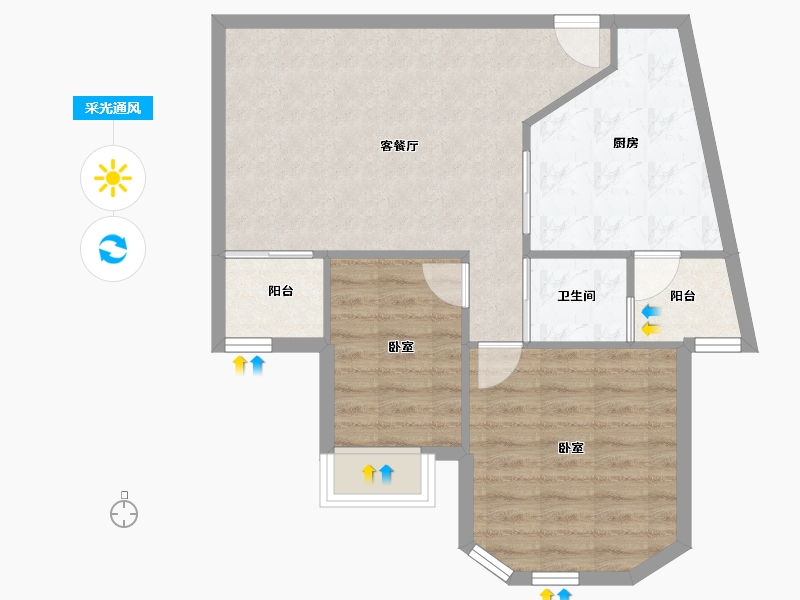 广东省-深圳市-馨园二期-65.19-户型库-采光通风