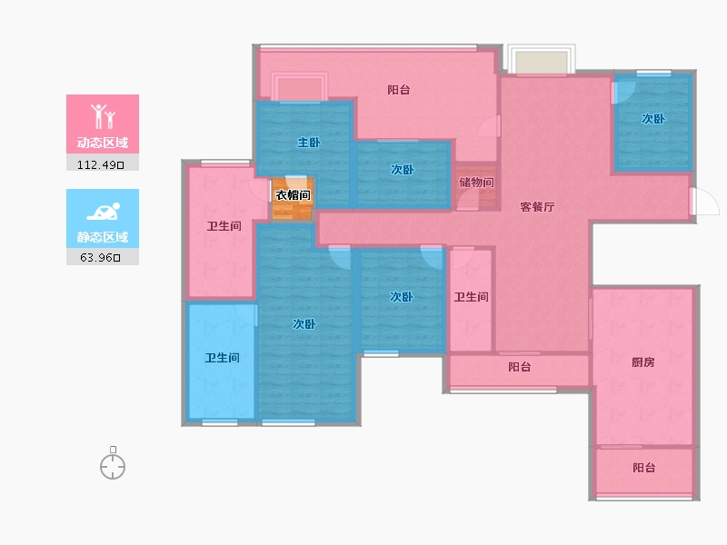 黑龙江省-鹤岗市-半山海景兰溪谷(二期)-159.42-户型库-动静分区