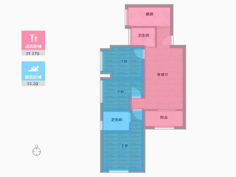 广东省-深圳市-莱蒙水榭春天五期-59.89-户型库-动静分区