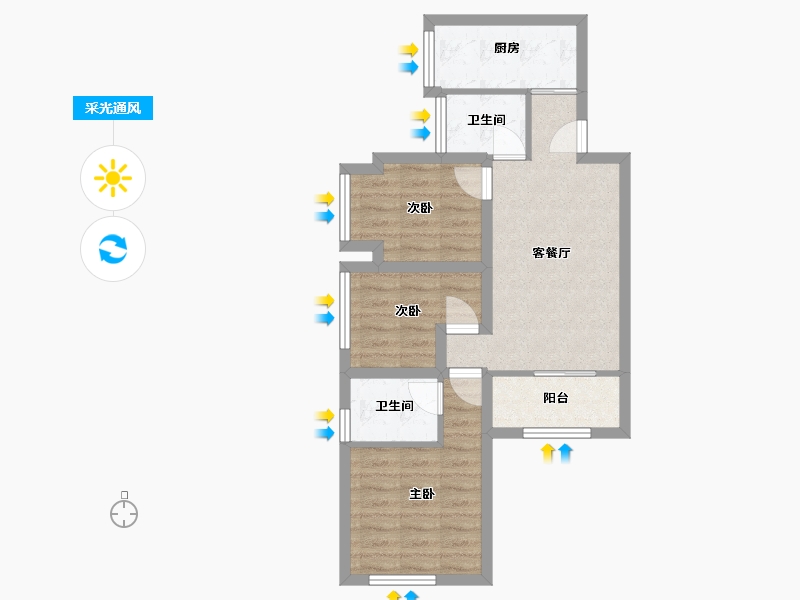 广东省-深圳市-莱蒙水榭春天五期-59.89-户型库-采光通风