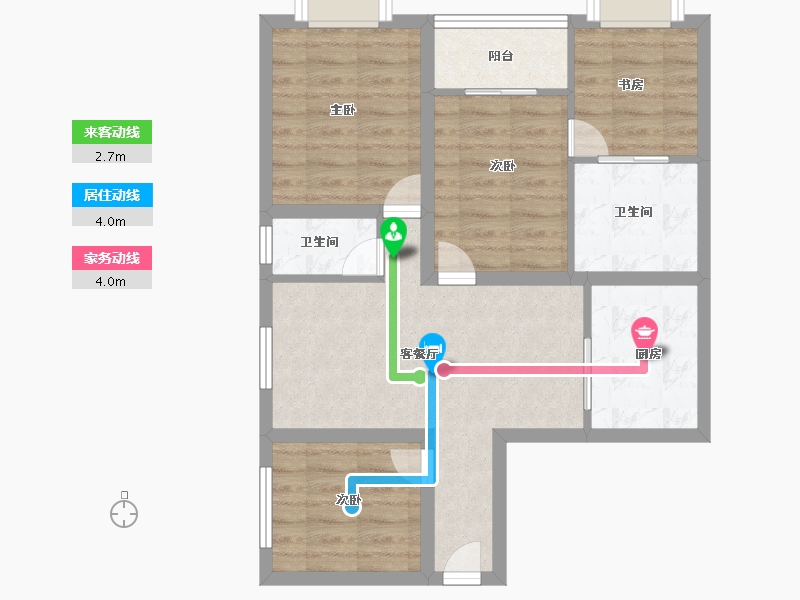 黑龙江省-鹤岗市-澳城花园(北区)-66.40-户型库-动静线