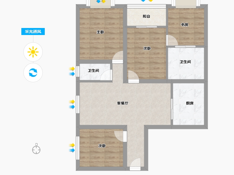 黑龙江省-鹤岗市-澳城花园(北区)-66.40-户型库-采光通风