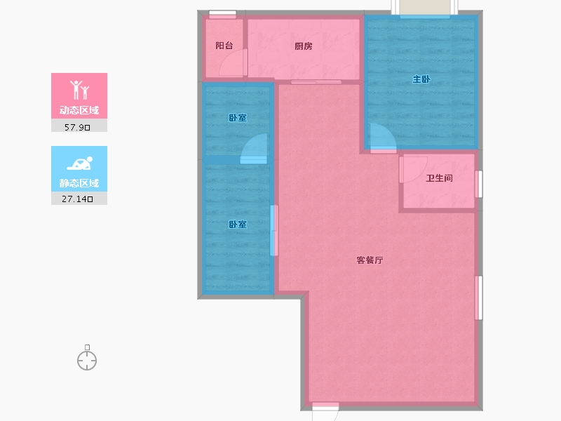 黑龙江省-鹤岗市-澳城花园(北区)-76.56-户型库-动静分区