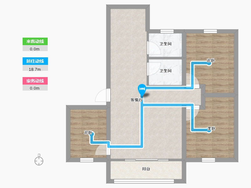 黑龙江省-鹤岗市-招北小区-66.83-户型库-动静线