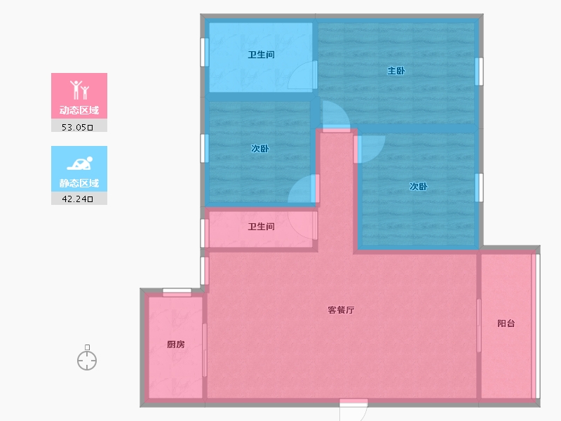 广东省-深圳市-鸿景春天花园-85.13-户型库-动静分区