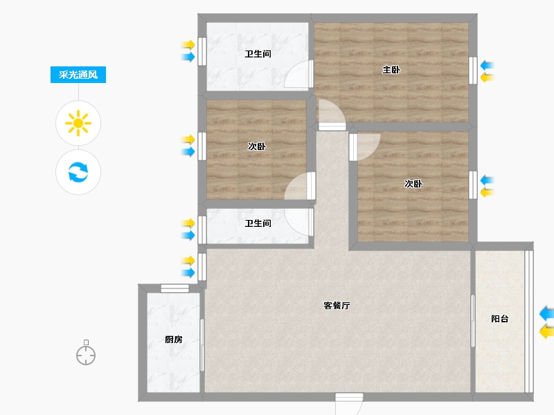 广东省-深圳市-鸿景春天花园-85.13-户型库-采光通风