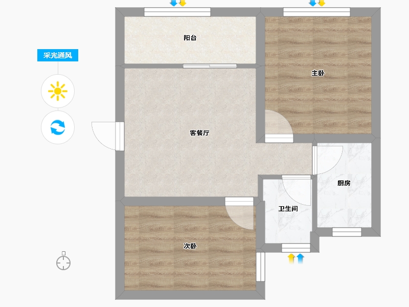 广东省-深圳市-鹏达花园-44.54-户型库-采光通风