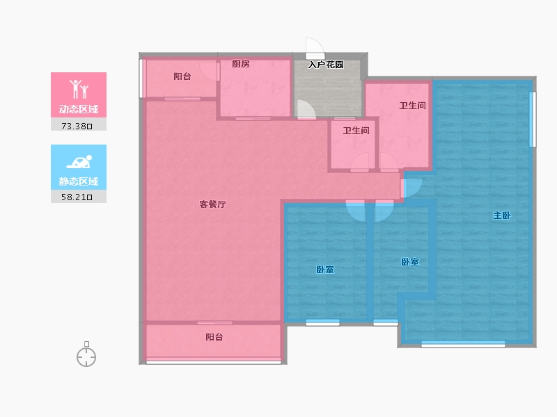 黑龙江省-鹤岗市-半山海景兰溪谷(二期)-123.99-户型库-动静分区