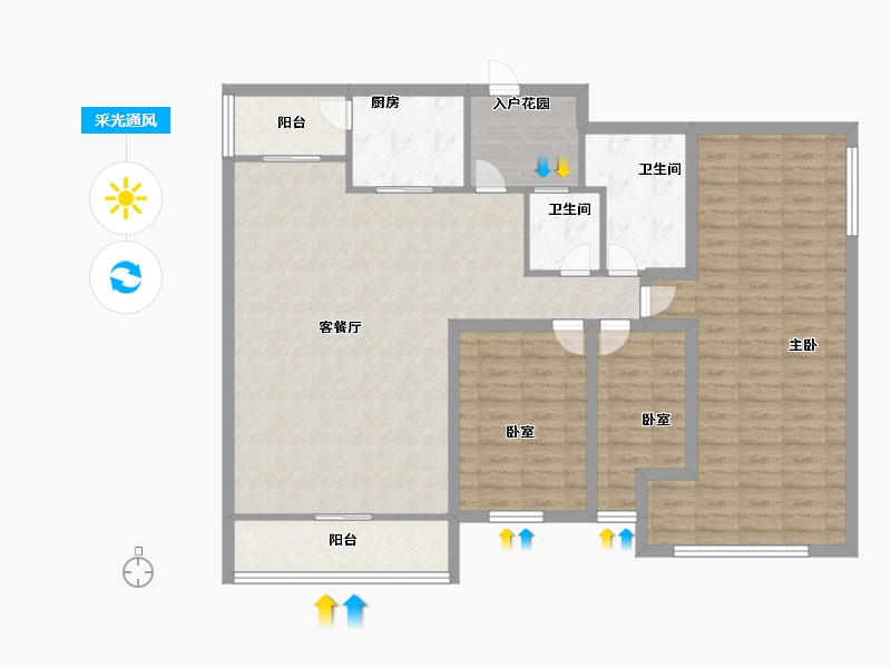 黑龙江省-鹤岗市-半山海景兰溪谷(二期)-123.99-户型库-采光通风